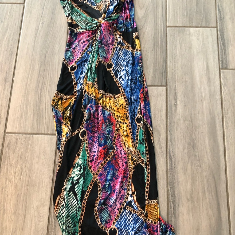 Colorful Chain & Snake Print Maxi Dress